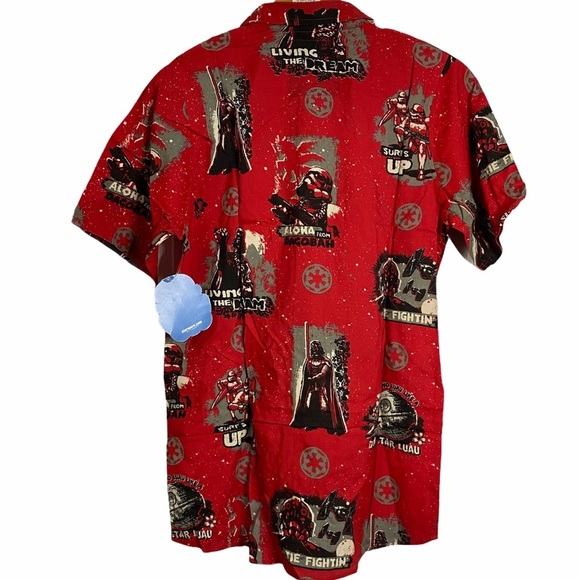 Star Wars Imperial Dark Side Red Hawaiian Shirt Small S Fandom Deathstar Vader - Picture 2 of 13